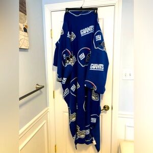 Fleece Snuggie with sleeves.  NY Giants pattern. 54 in long.  Sleeves 25 in